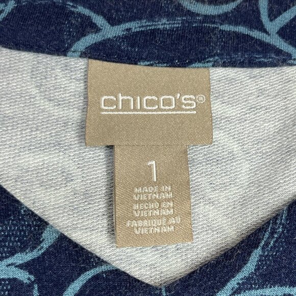 Chico’s Blue Swirl Print Top w/ Pockets | Size 1 / M | Casual Streetwear - Picture 4 of 5